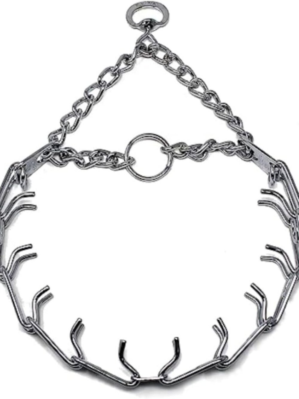 Medium 23in No-Pull Dog Training Collar - Ultra-Plus Chrome Steel Pinch Collar